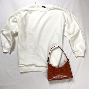 White Basic Oversized Longline Pullover